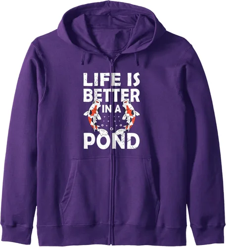 Vista 6 de Pond Koi Fish Food - Pond Fish Koi And Goldfish Fish Life Zip Hoodie