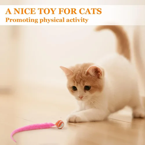 Vista 2 de SHENGSEN Pelota que Rebota con Cola Juguetes para Gatos-5 Paquetes, Gusano Mágico con Juguete de Pelota Grande y Colorida para Gatos, Pelotas que