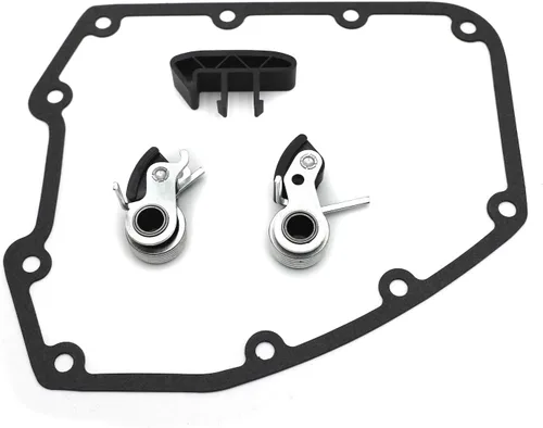 Vista 2 de Reemplazo de la guía de cadena de doble leva Junta de cubierta del tensor interior exterior compatible con 1999-2006 H-D Dyna Softail