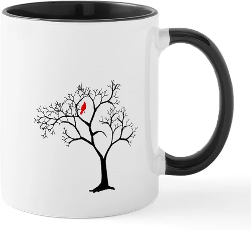 Vista 8 de CafePress Cardinal In Snowy Tree - Taza de café de cerámica (11 oz)