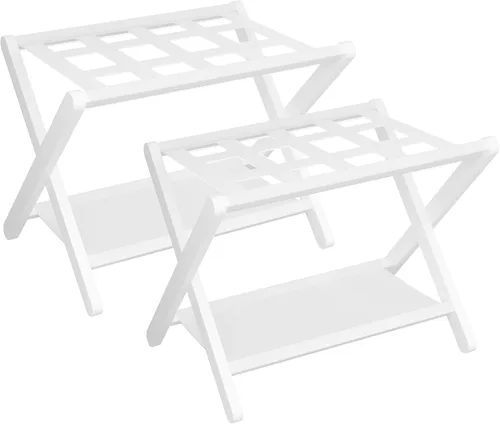 Vista 13 de Heybly HLR010Z1 - Portaequipajes, soporte plegable para maleta con estante de almacenamiento, soporte de equipaje de alta resistencia
