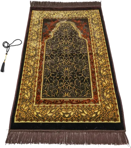 Vista 15 de Alfombra de oración – Alfombra turca Janamaz Sajada de felpa suave para hombres y mujeres, alfombrilla de oración lisa y sólida, regalo de Ramadán