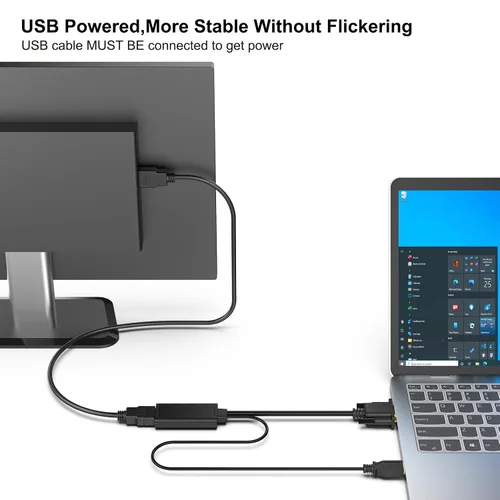 Vista 2 de BENFEI Adaptador VGA a HDMI, convertidor 1080P con audio de computadora/fuente VGA portátil a HDMI TV/monitor