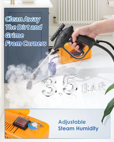 Vista 3 de Limpiador de vapor de alta presión, vaporizador de mano de 1700 W para limpiar baldosas de lechada, lavadora a presión de vapor portátil de mano
