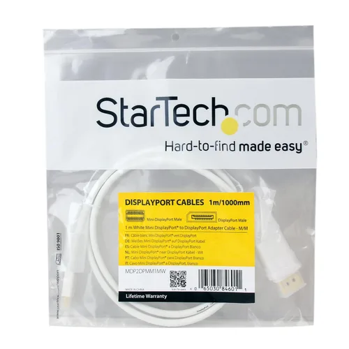 Vista 3 de StarTech - Cable Mini DisplayPort a DisplayPort 1.2 de 3 pies (MDP2DPMM1MW)