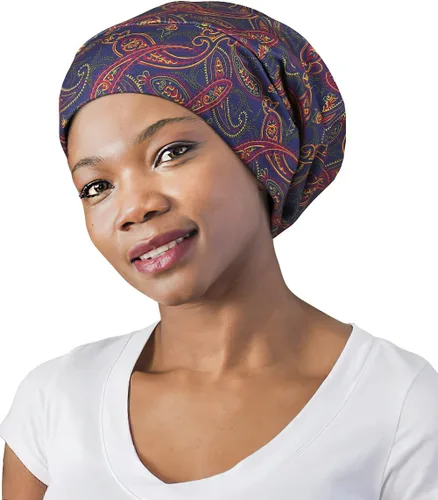 Vista 8 de Gorro de dormir ajustable con forro de satén para rastas de cabello rizado, cabeza grande, permanece puesta durante la noche