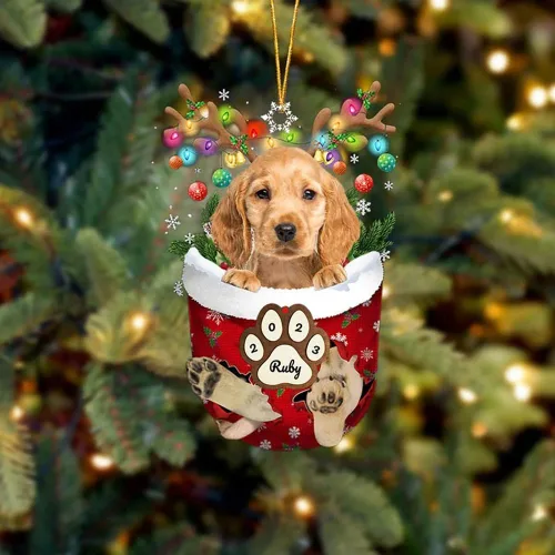 Vista 96 de Adornos personalizados de Pug cervatillo – Decoración personalizada para árbol de Navidad con patas de bolsillo de nieve