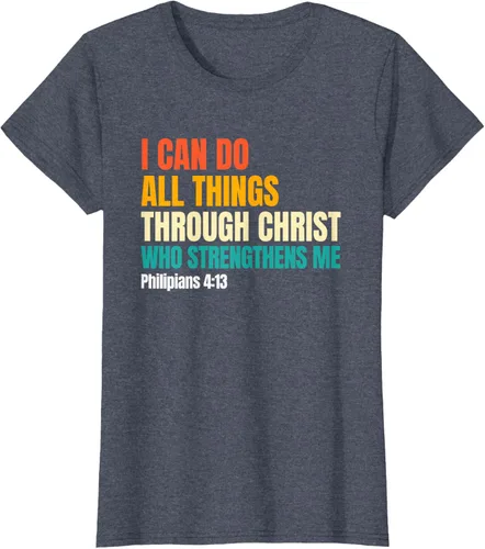 Vista 40 de I Can Do All Things Through Christ Christian Faith Camiseta, Negro, S
