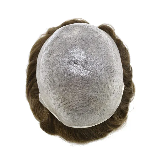 Vista 26 de Toupee para hombres piel fina 0.001 in Toupee V-looped Remy sistema de cabello humano pu mens hairpieces línea capilar invisible para pérdida