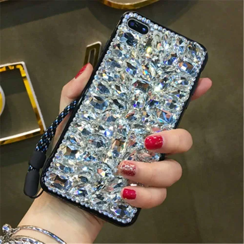 Vista 2 de Funda para Moto G Power 2022, 3D hecha a mano con piedras brillantes, impresionantes piedras de cristal con purpurina para Motorola Moto G Power