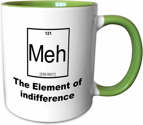 Vista 9 de 3dRose Meh-The Element of Indifference - Taza de dos tonos, 11 onzas, color negro