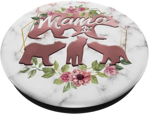 Vista 2 de Mama Bear - Soporte y agarre para teléfonos y tabletas, diseño de flores, color rosa