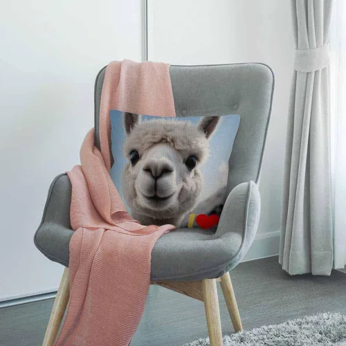 Vista 3 de HGOD DESIGNS Divertida funda de almohada decorativa con diseño de llama, funda de almohada de lino y algodón, funda de almohada estándar