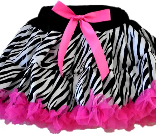 Vista 5 de GoForDance Tutú con estampado de cebra, 2 capas con ribete de volantes rosa intenso, PT1660ZB