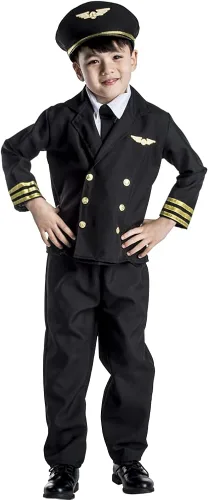 Vista 3 de Dress Up America Pilot Costume for Boys and Girls - Airline Captain Uniform for Kids - Role Play Dress Up for Children
