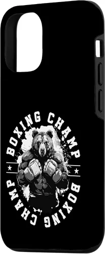 Vista 2 de iPhone 14 Boxing Champ Bear Animal Gym Estuche con cita de boxeador de luchadores