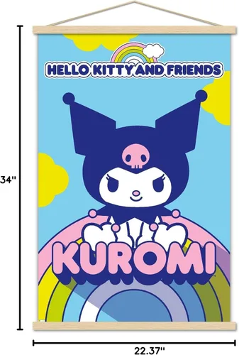 Vista 7 de Trends International Hello Kitty and Friends - Póster de pared Kuromi, 22.37 x 34.00 pulgadas, paquete de impresión premium y colgador de madera