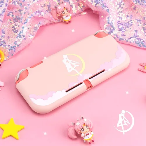 Vista 3 de BelugaDesign Moon Switch Bundle Cute Kawaii Magical Girl Anime Carry Case Snap-On Cover Thumb Grips Compatible with Nintendo Switch Lite
