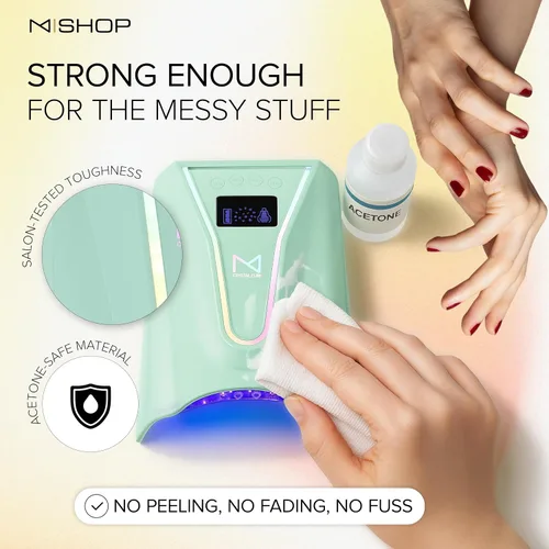 Vista 6 de M - Crystal Cure - Lámpara de uñas UV/LED de 128 W Curado rápido con 45 potentes LED de 365 nm+405nm Inalámbrica, recargable, sensor automático