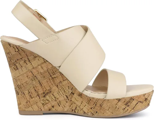Vista 6 de Allegra K Sandalias de cuña con plataforma de madera para mujer