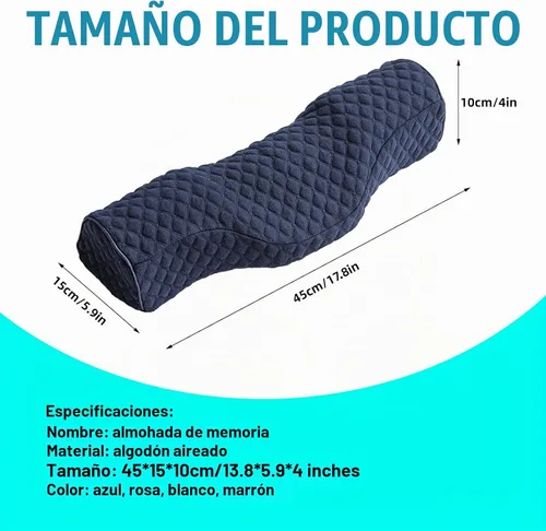 Vista 4 de Almohada cervical para el cuello, almohada de espuma viscoelástica para dormir de lado (azul)