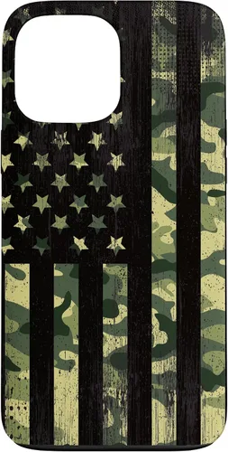 Vista 23 de iPhone 16 American Flag Camo Camouflage Black Patriotic Pride Case