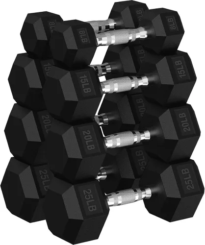 Vista 13 de HANDBODE Rubber Coated Hex Dumbbell Set, 90-640 lb