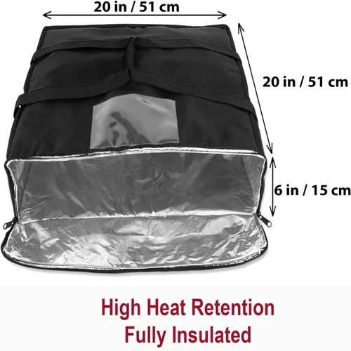 Vista 3 de Summit Ridge Bolsa aislada para entrega de alimentos Bolsas de pizza de 20 x 20 pulgadas para entrega, con cremallera con ventilación y bolsillo