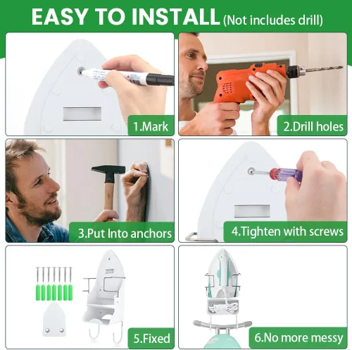 Vista 5 de Soporte para tabla de planchar, soporte para tabla de planchar, soporte para tabla de planchar, soporte de pared para almacenamiento de hierro
