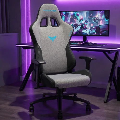 Vista 2 de Silla para juegos con reposabrazos ajustables 4D, reclinable de 155° y capacidad de 320 libras, silla ergonómica de computadora de respaldo alto
