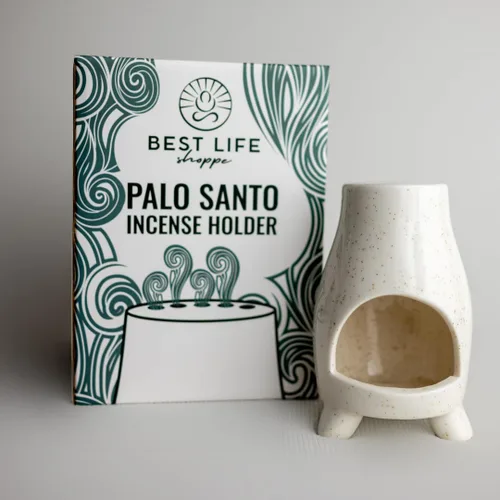 Vista 2 de Mini-Chiminea - Soporte de Palo Santo hecho a mano, quemador de incienso y atrapa cenizas para palitos de Palo Santo o incienso, decoración única