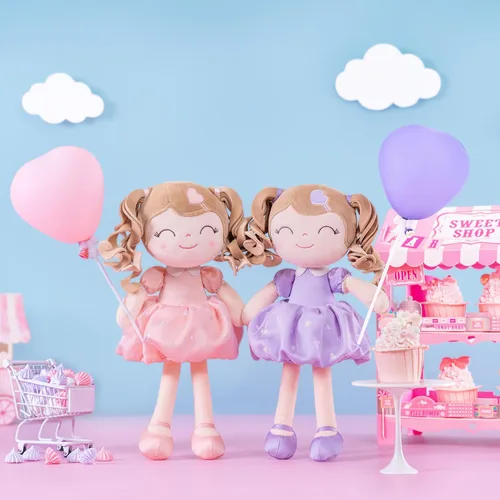 Vista 6 de Gloveleya Muñeca bebé niña regalos juguetes de peluche rizados para niñas de 2 a 4 años juguetes de amor para niños pequeños rosa B2rosa