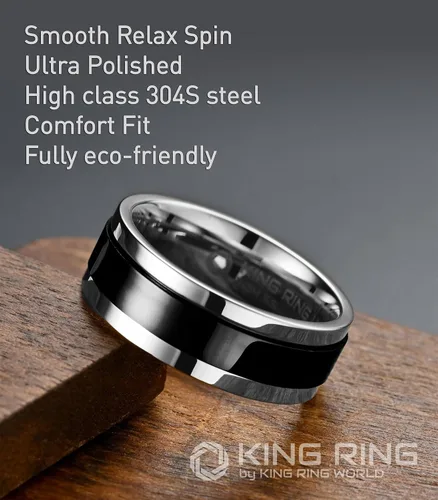 Vista 3 de King Ring Anillos giratorios ultra pulidos de 0.315 in Anillos de acero inoxidable planos brillantes de alta calidad para hombres y mujeres