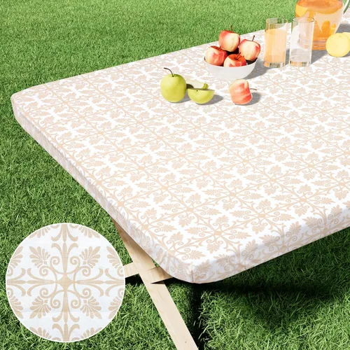 Vista 31 de Misaya - Mantel de vinilo rectangular, mantel elástico con respaldo de franela, 100% impermeable, cubierta de plástico para mesas plegables de 4
