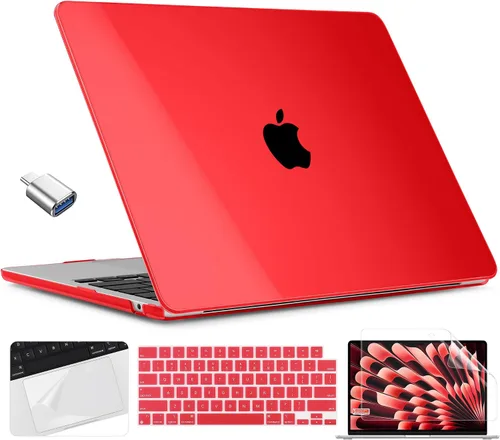 Vista 28 de TWOLSKOO Compatible con funda para MacBook Air M4 de 15 pulgadas versión 2025-2023 M4 A3241 M3 A3114 M2 A2941, carcasa rígida de plástico y Cristal