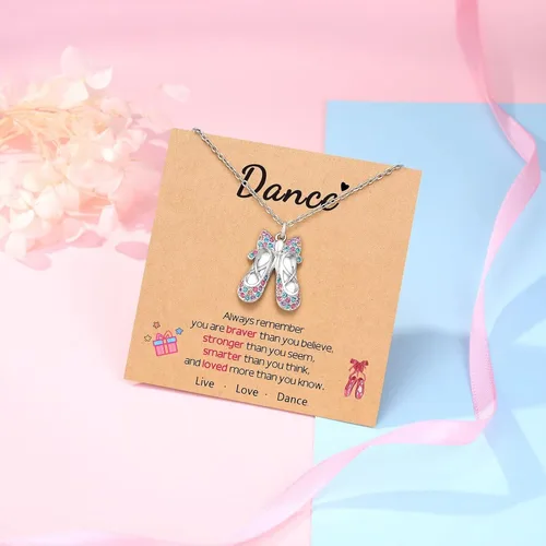 Vista 5 de ORISPRE Ballerina Necklace Gifts for Girls, Dance Recital Gifts for Girl Birthday Graduation Christmas Gifts, Jewelry for Girls