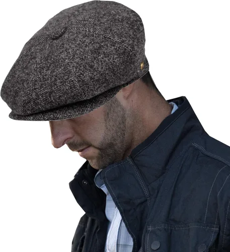 Vista 37 de EPOCH Gorra de lana para hombre, sombrero de golf Applejack de cabbie de tweed de conducción en espiga Nsb1910