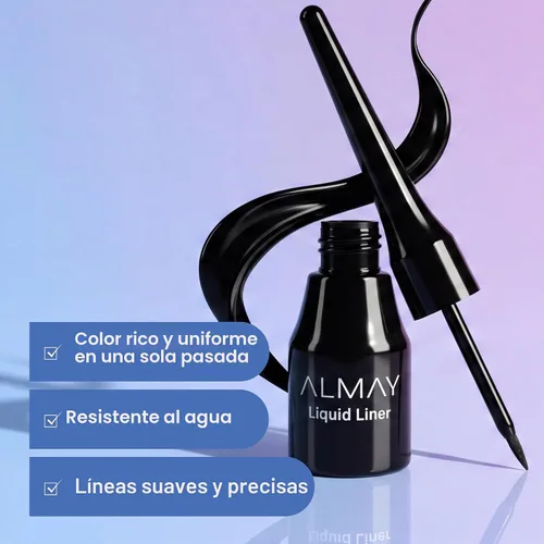 Vista 2 de Delineador líquido Almay, Marrón Precision liquid eyeliner glides on easily and provides rich, even color in one stroke. Wears up to 8HRS.