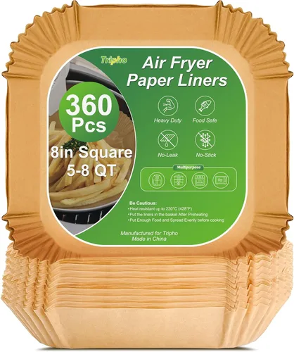 Vista 8 de 360 piezas de 16,5 cm de lado forros desechables para freidora de aire, papel de pergamino sin blanquear y resistente para freidora de aire, sin