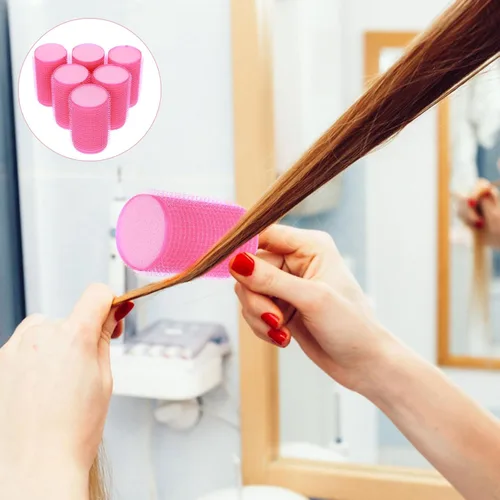 Vista 4 de Rodillo de pelo para flequillo, 12 unidades, rizadores de esponja para el cabello, autoagarre para mujeres y niñas