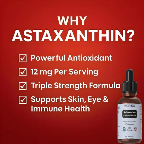 Vista 6 de Gotas líquidas de astaxantina infundidas con aceite de oliva virgen extra prensado en frío, 12 mg por porción, soporte antioxidante natural, botella