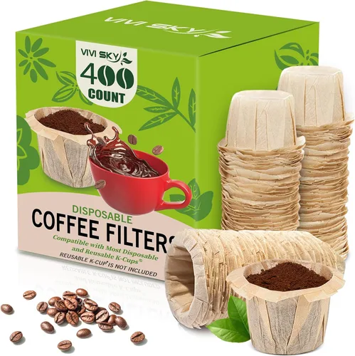 Vista 9 de VIVI SKY Filtros de café desechables K Cup, 200 filtros de papel de filtro de café para cafeteras Keurg de una sola porción 1.0 y 2.0, uso
