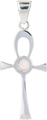 Vista 4 de Colgante de plata de ley Ankh con cruz egipcia con piedra lunar, Plata esterlina, Adularia