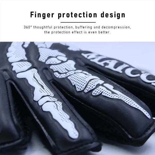 Vista 6 de Guantes de portero de fútbol para jóvenes adultos, talla 7-10, guantes de portería de fútbol con protección de dedos, palma de látex y pulsera