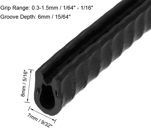 Vista 2 de uxcell Edge Trim U Seal Negro PVC Plástico U Channel Edge Protector
