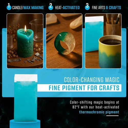 Vista 4 de Art 'N Glow Pigmento termocrómico que cambia de color en polvo – 0.71 onzas – sensible al calor ideal para arte – manualidades – proyectos de arte
