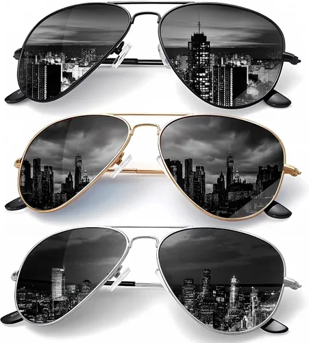 Vista 42 de KALIYADI Classic Aviator Sunglasses for Men Women Driving Sun glasses Polarized Lens UV Blocking Negro