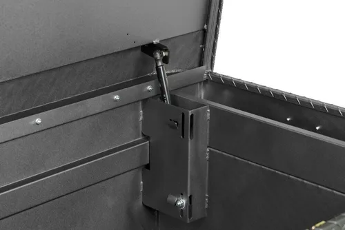 Vista 7 de Weather Guard Caja de herramientas para camión de sillín de aluminio, con textura extra ancha, color negro mate