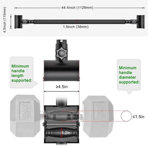 Vista 8 de Kipika Convertidor Ajustable de Mancuerna a Barra - Adaptador de Barra de Curling EZ - Equipo Versátil de Levantamiento de Pesas para Gimnasio
