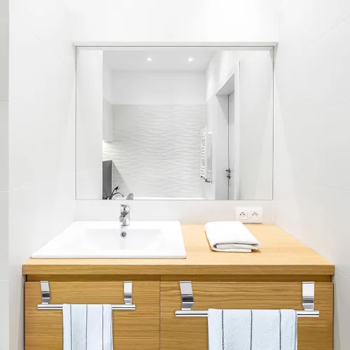 Vista 3 de Toallero para puerta de gabinete, toallero de cocina para gabinete, soporte para toallas de cocina de acero inoxidable, colgador de toallas de mano